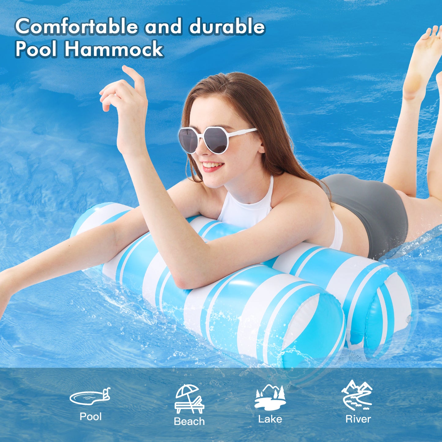 3 Pack 4-in-1 Pool Floats Hammock for Adults