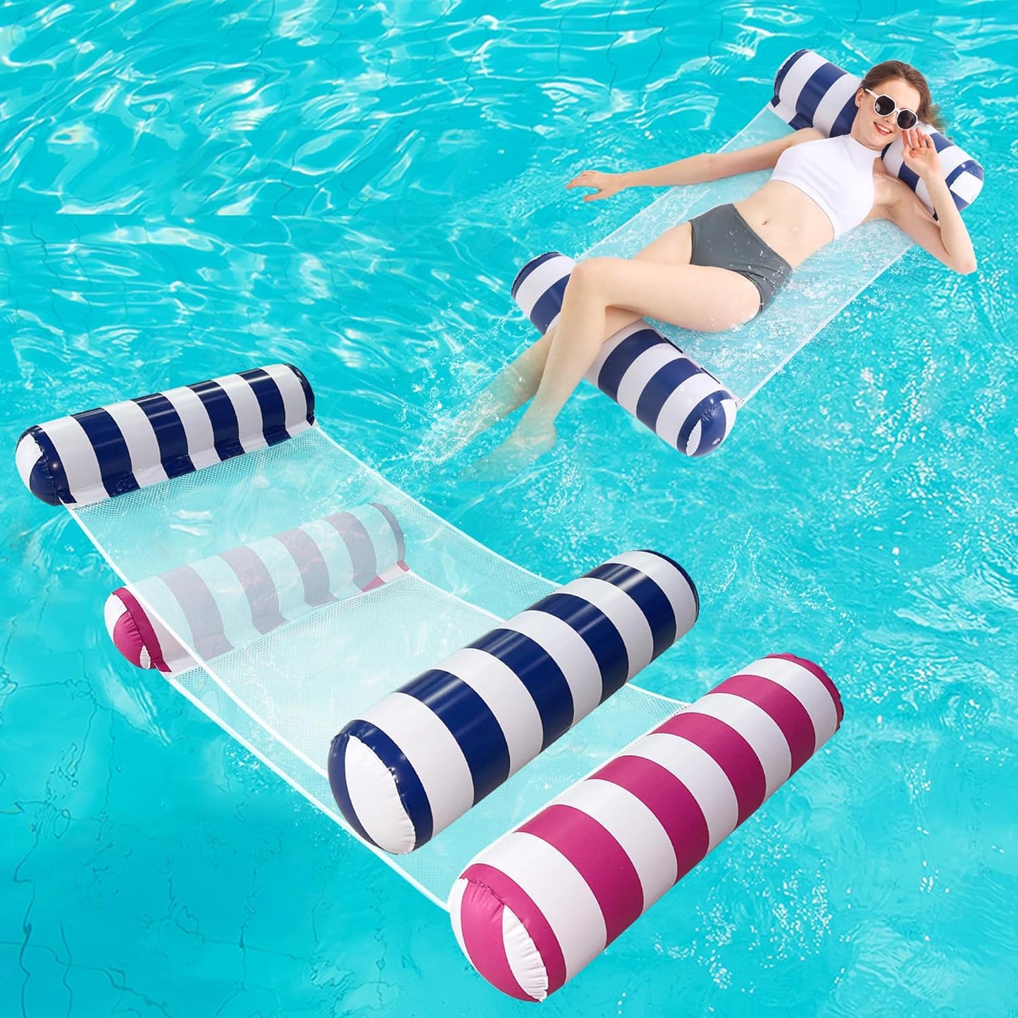 2 Pack 4-in-1 Pool Floats Hammock for Adults