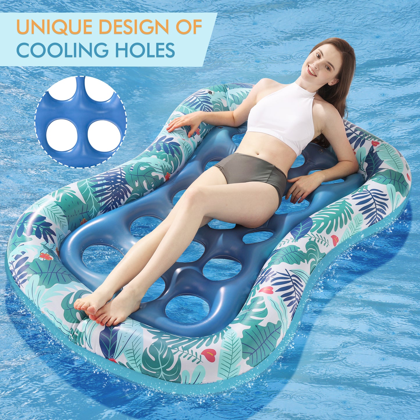 Large Pool Floats Inflatable Pool Lounger with Headrest Water Hammock Pool Rafts and Floats for Swimming Pool