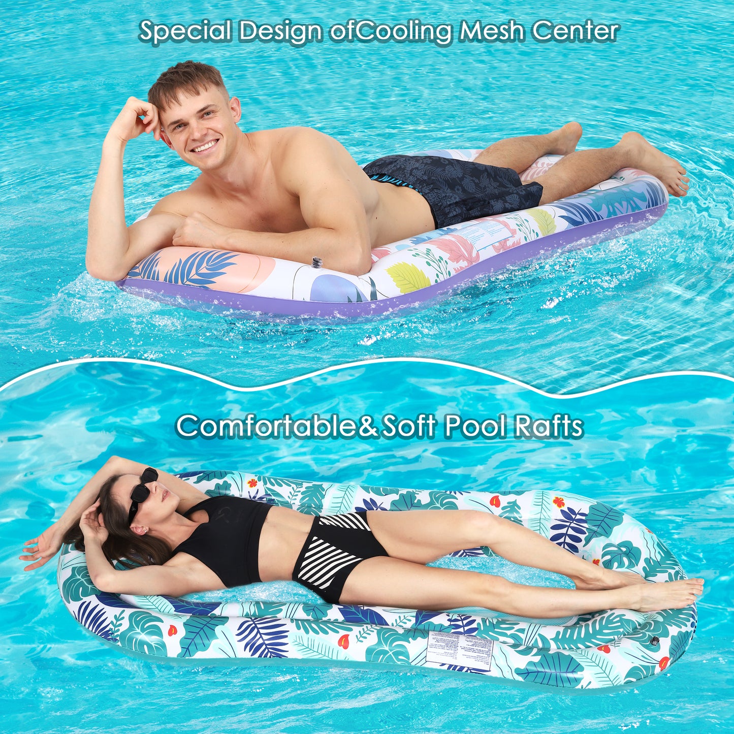 2 Pack Water Hammock Pool Rafts Floaties Inflatable Pool Floats Adult Size for Summer Beach Outdoor