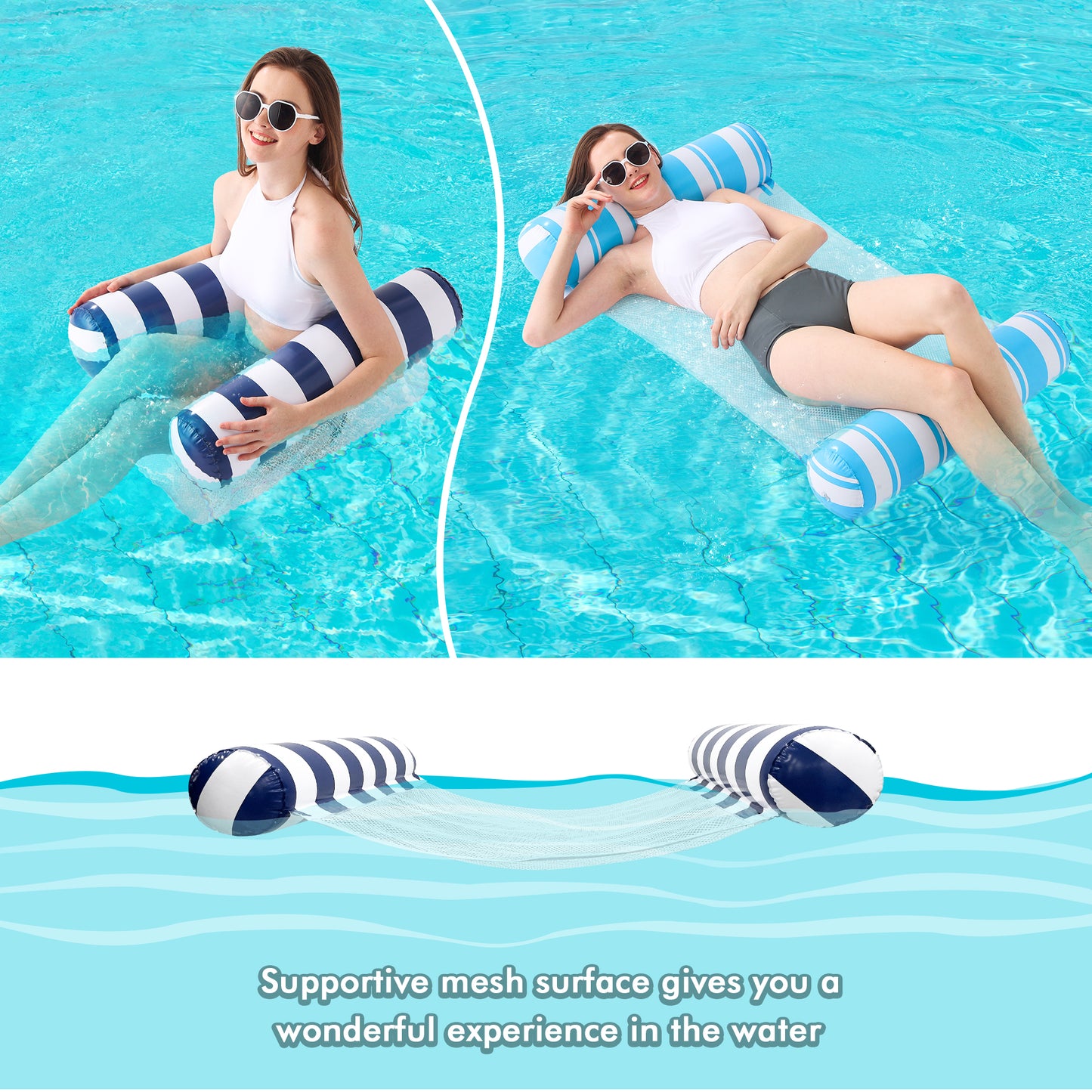 3 Pack 4-in-1 Pool Floats Hammock for Adults